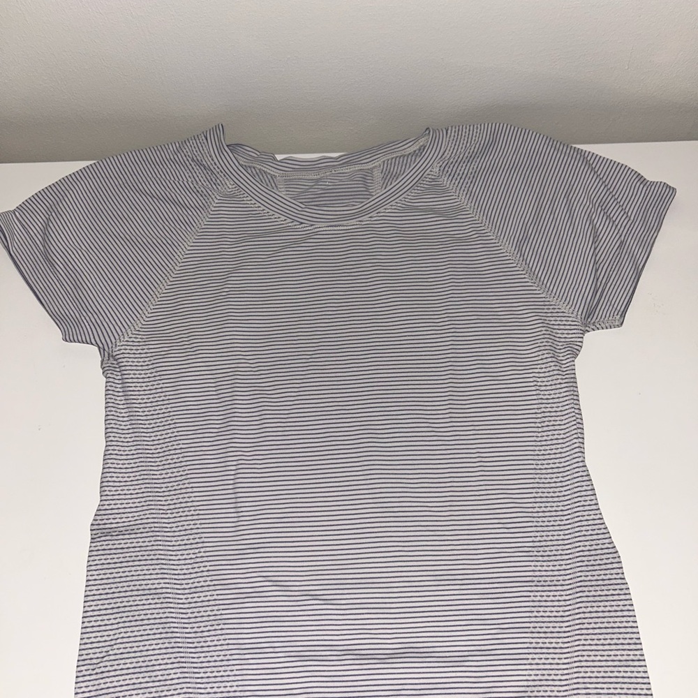 Athleta Striped Short Sleeve Tee - Black and White